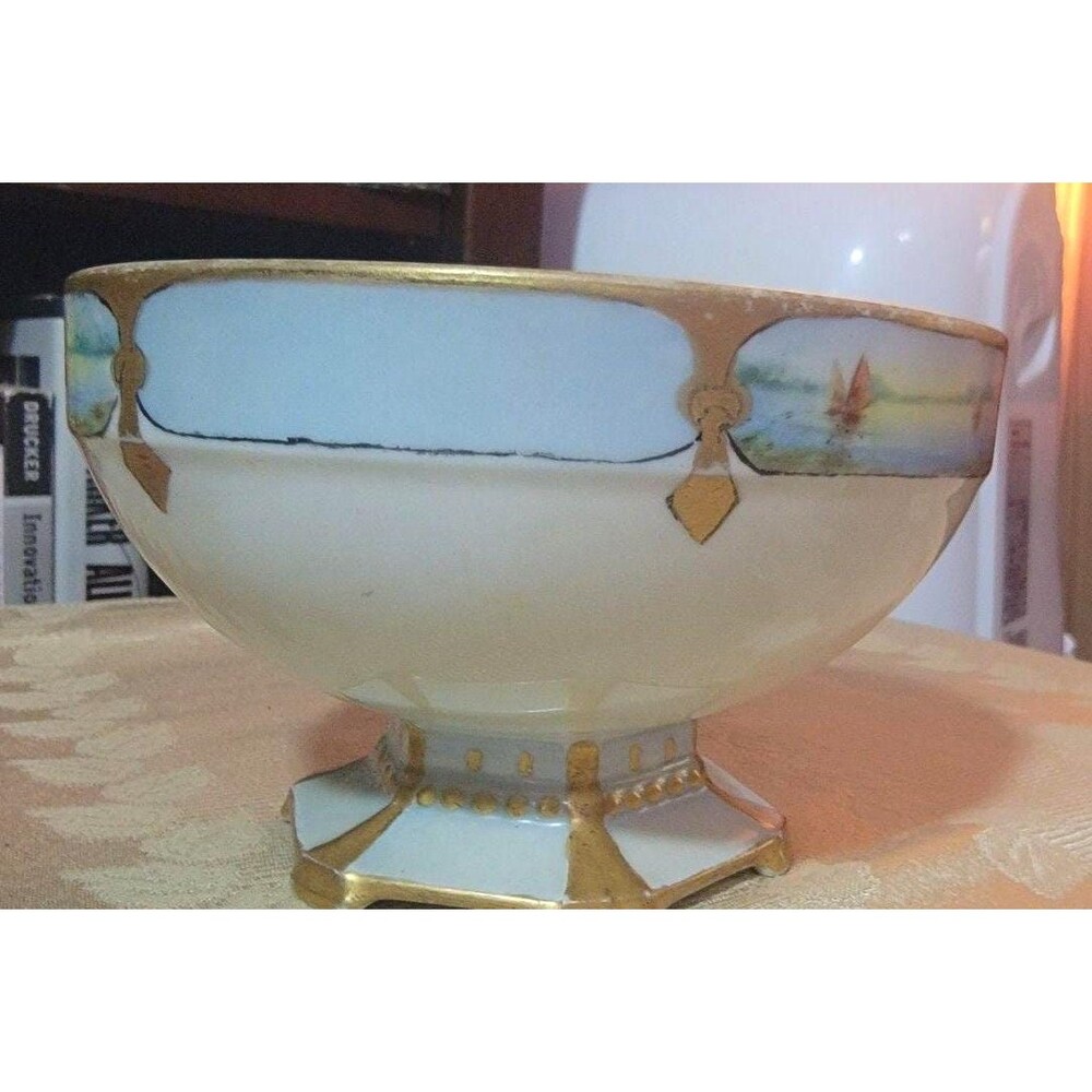 Antique Moritz Zdekauer MZ Altrohlau, Austria Fine Porcelain Pedestal Bowl artsy - Picture 4 of 16